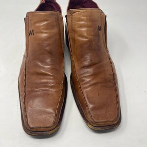 Angel Infantes Brown Square Toe Slip On Fine Leather Loafer Dress Shoes Size 45